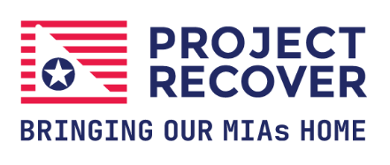 patriotic colors and font of the Project Recover logo with an american flag