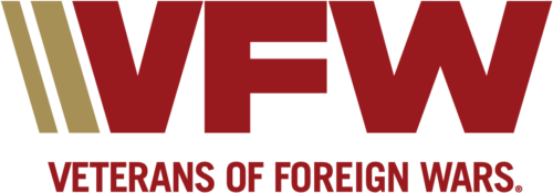 Veterans of Foreign Wars logo in deep red and gold font